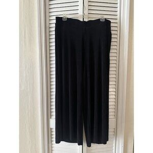 Chico's Woman’s Wide Leg Pants Sz L Black Pull On Stretch Career Gothic Casual